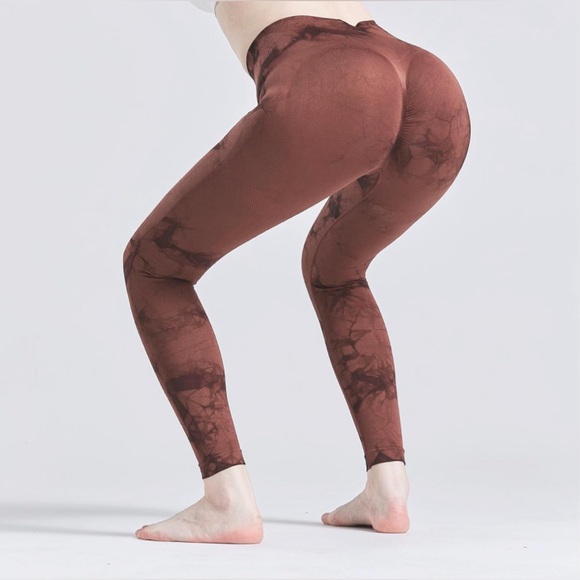 Women's Breathable Sports Fitness Yoga Pants Tie Dye Sports Leggings - Picture 3 of 11